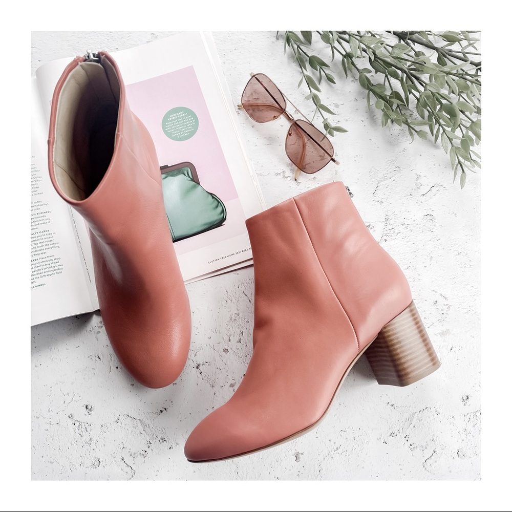 rag & bone Dusty Rose Leather Block-Heel Ankle Boots